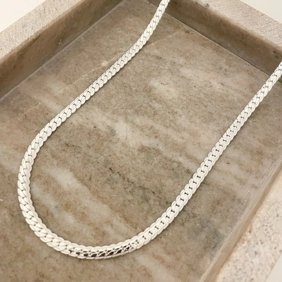 925 Sterling Silver Snake Chain Necklace Herringbone Necklace Chain 6 MM - Picture 3 of 7